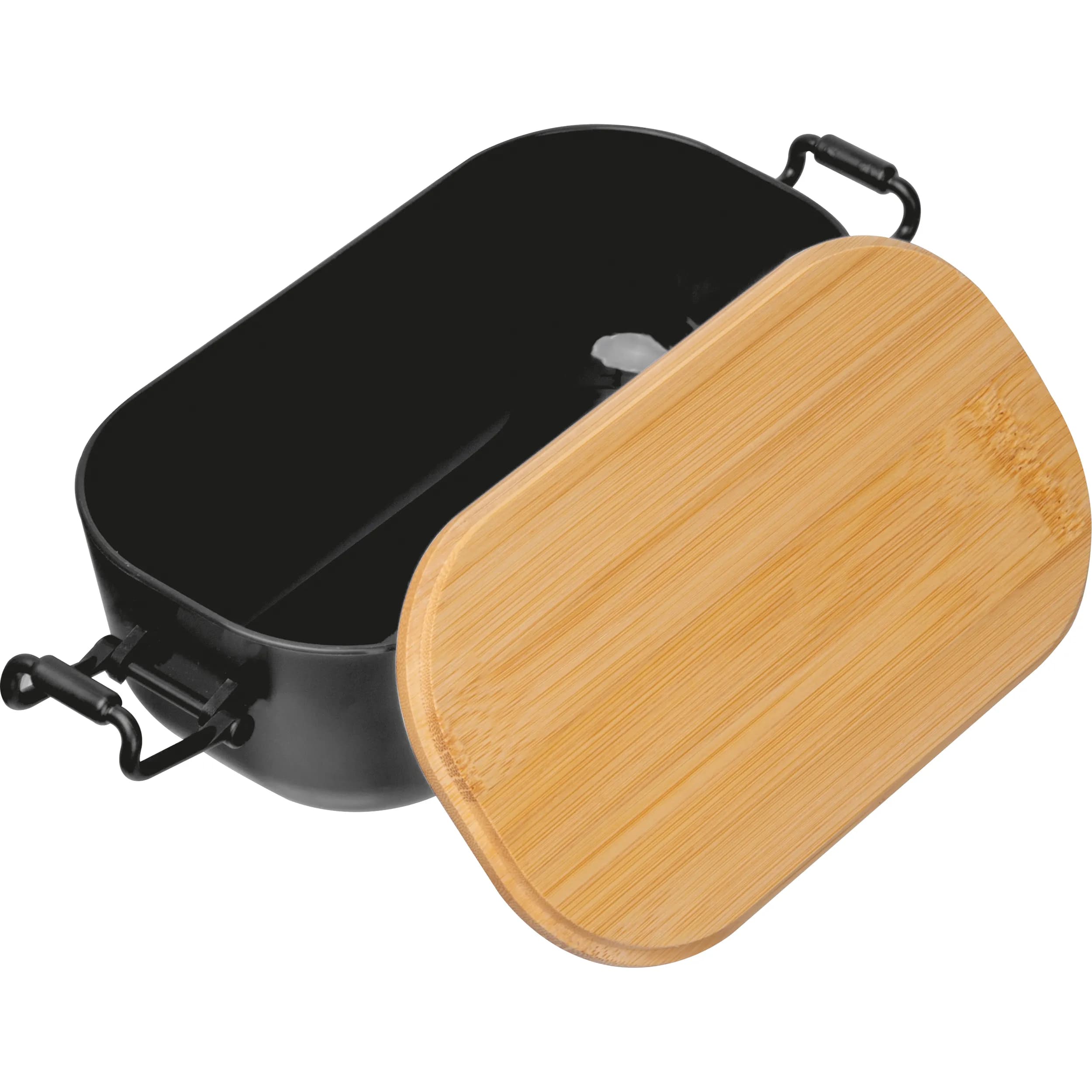 Lunchbox mit Bambusdeckel und Bügelverschluss JAVIER - schwarz