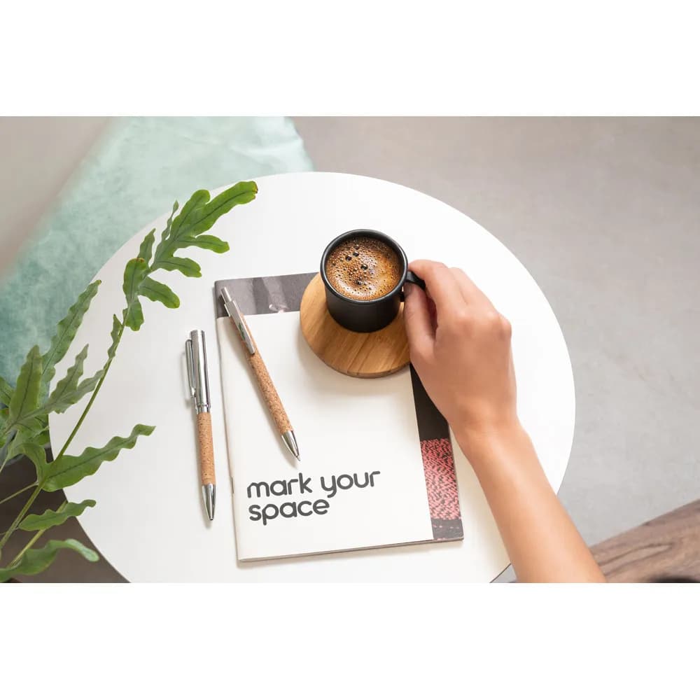 Kugelschreiber aus Kork und recyceltem Aluminium (100% rAL) mit Clip - NATURA - Natur