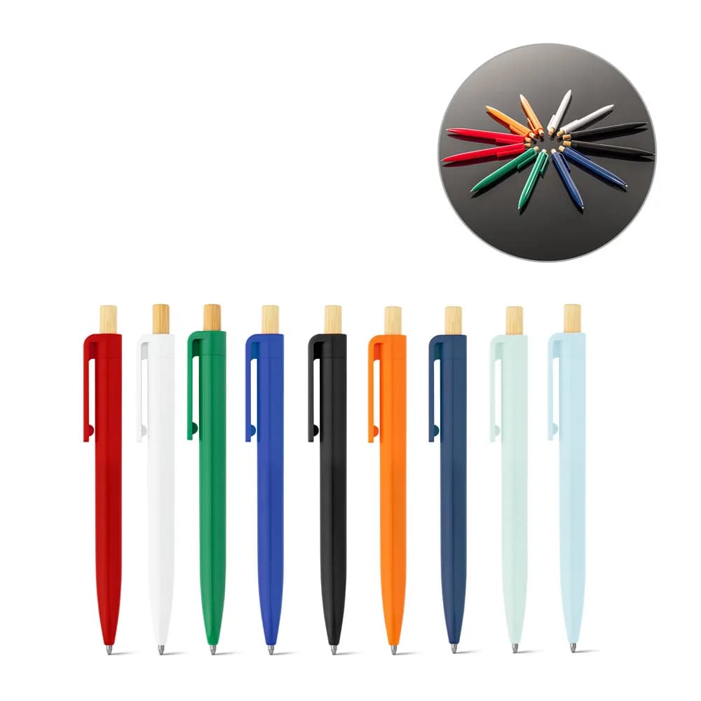 Kugelschreiber aus recyceltem ABS (100% rABS) mit Bambusdruckknopf - ZARA - Schwarz