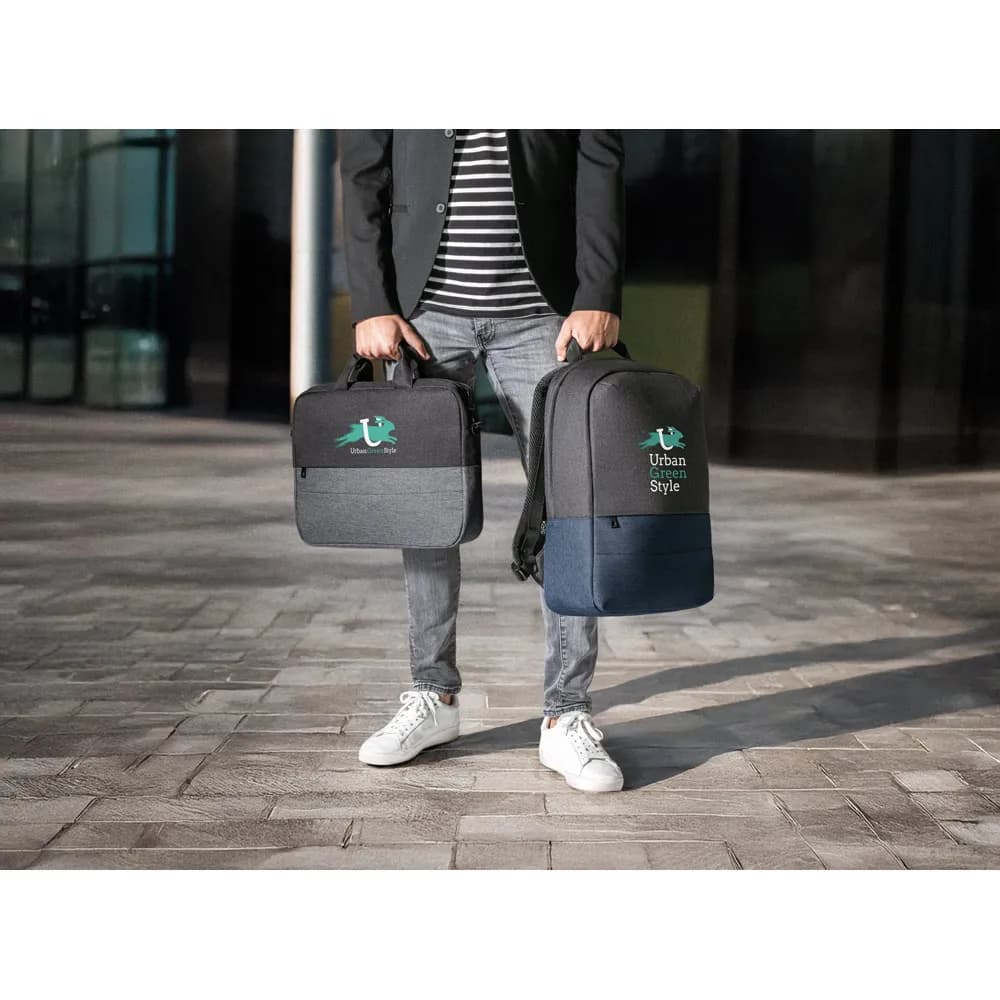 Gepolsterte Laptoptasche aus hochdichtem, recyceltem 600D-Polyester 15 - GENOA - Blau