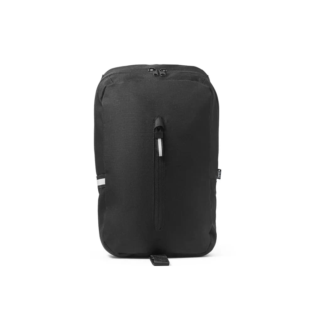Rucksack mit einem Schultergurt aus 300D recyceltem Polyester und 600D recyceltem Polyester, mit 210D-Futter aus recyceltem Polyester - DELFOS - Schwarz