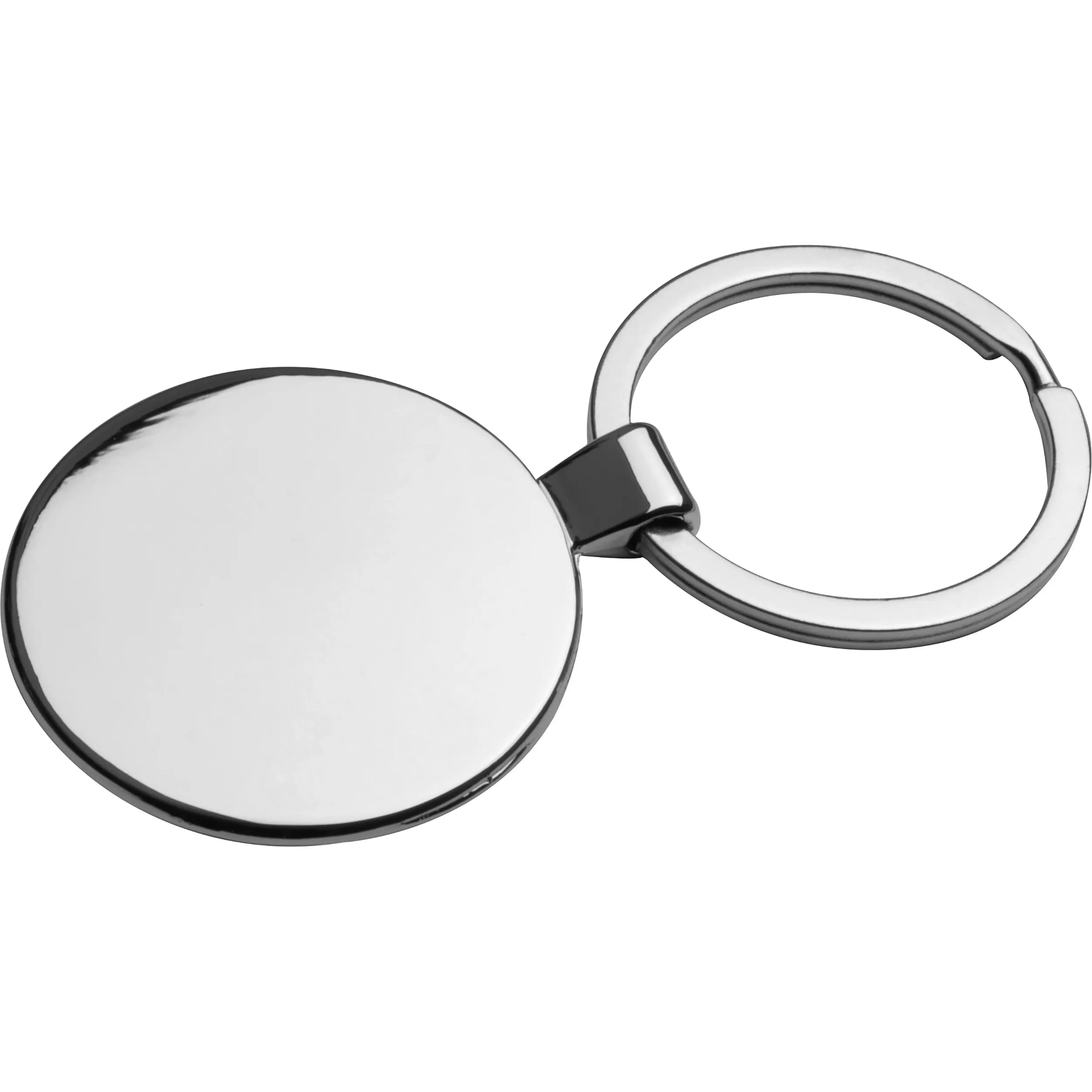 Metall Schlüsselanhänger, rund mit glänzendem Innenteil ROCIO - grau