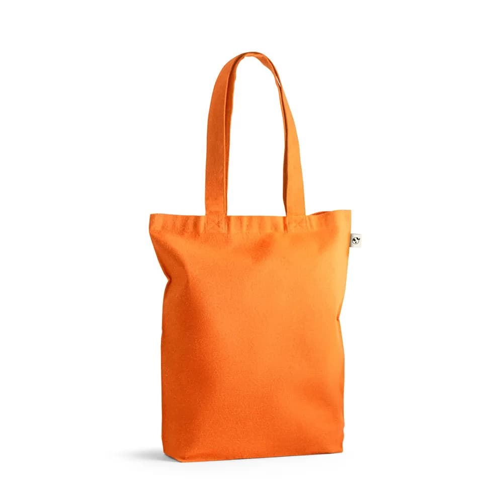 Tragetasche (220 g/ m²) aus Baumwolle (50%), recycelter Baumwolle (30%) und polyester (20% rPET) - MERIDA - Orange