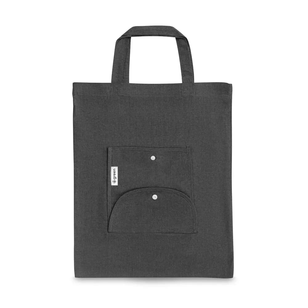 Faltbare Tasche aus Baumwolle (50%), receycelte Baumwolle (30%) und Polyester (20% rPET) (140 g/m²) - SIENA - Schwarz