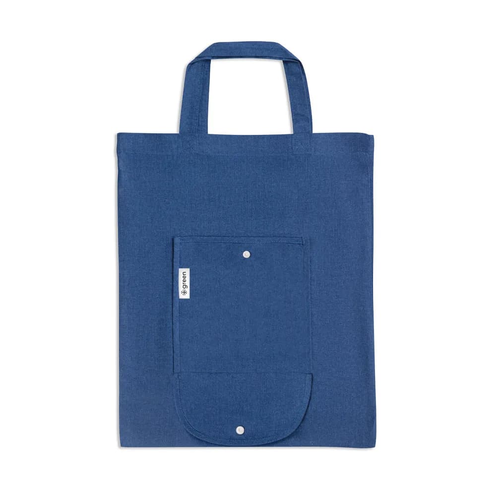 Faltbare Tasche aus Baumwolle (50%), receycelte Baumwolle (30%) und Polyester (20% rPET) (140 g/m²) - SIENA - Blau