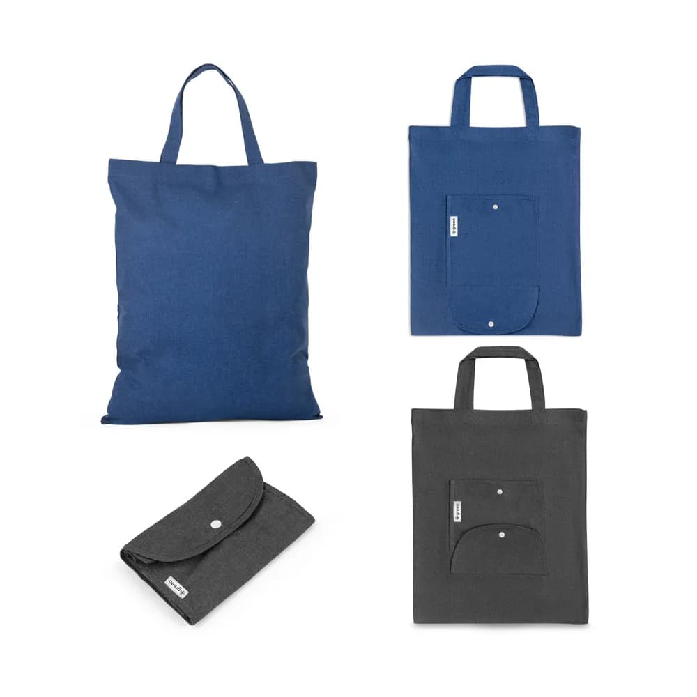 Faltbare Tasche aus Baumwolle (50%), receycelte Baumwolle (30%) und Polyester (20% rPET) (140 g/m²) - SIENA - Schwarz