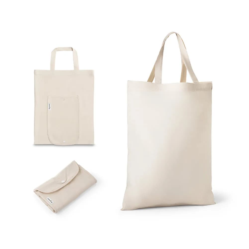 Faltbare Tasche aus Baumwolle (50%), receycelte Baumwolle (30%) und Polyester (20% rPET) (140 g/m²) - BEIRUT - Naturhell