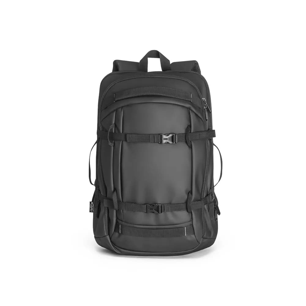 Laptop-Rucksack aus 900D hochdichtem recyceltem Polyester mit wasserdichter Beschichtung und 210D Futter aus recyceltem Polyester 173 - KAMPALA - Schwarz