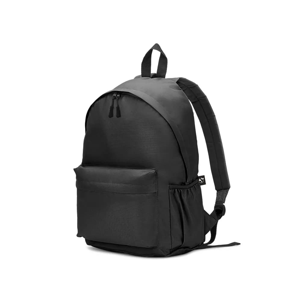 Klassischer Rucksack mit zeitlosem Design aus recyceltem 600D Polyester - ROSARIO - Schwarz