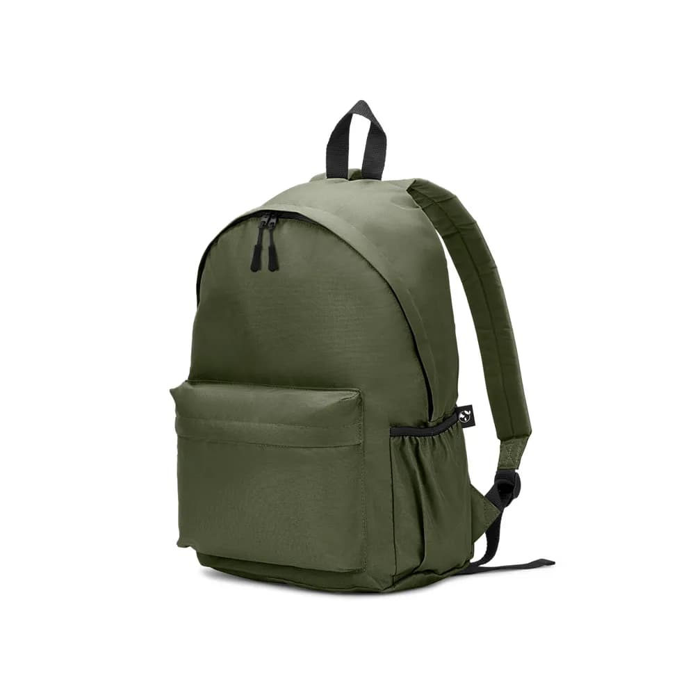 Klassischer Rucksack mit zeitlosem Design aus recyceltem 600D Polyester - ROSARIO - Dunkelgrün