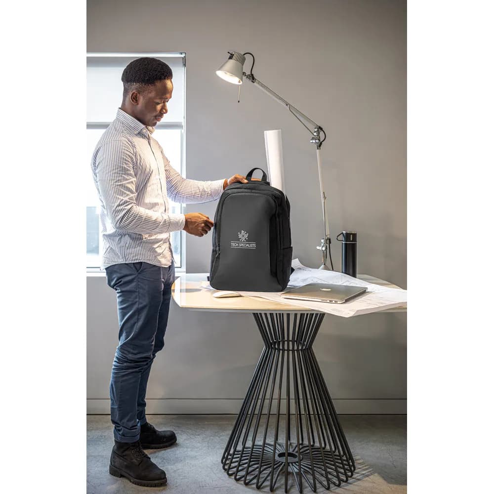 Laptop-Rucksack aus hochdichtem 600D-Recycling-Polyester - DRAMMEN - Schwarz