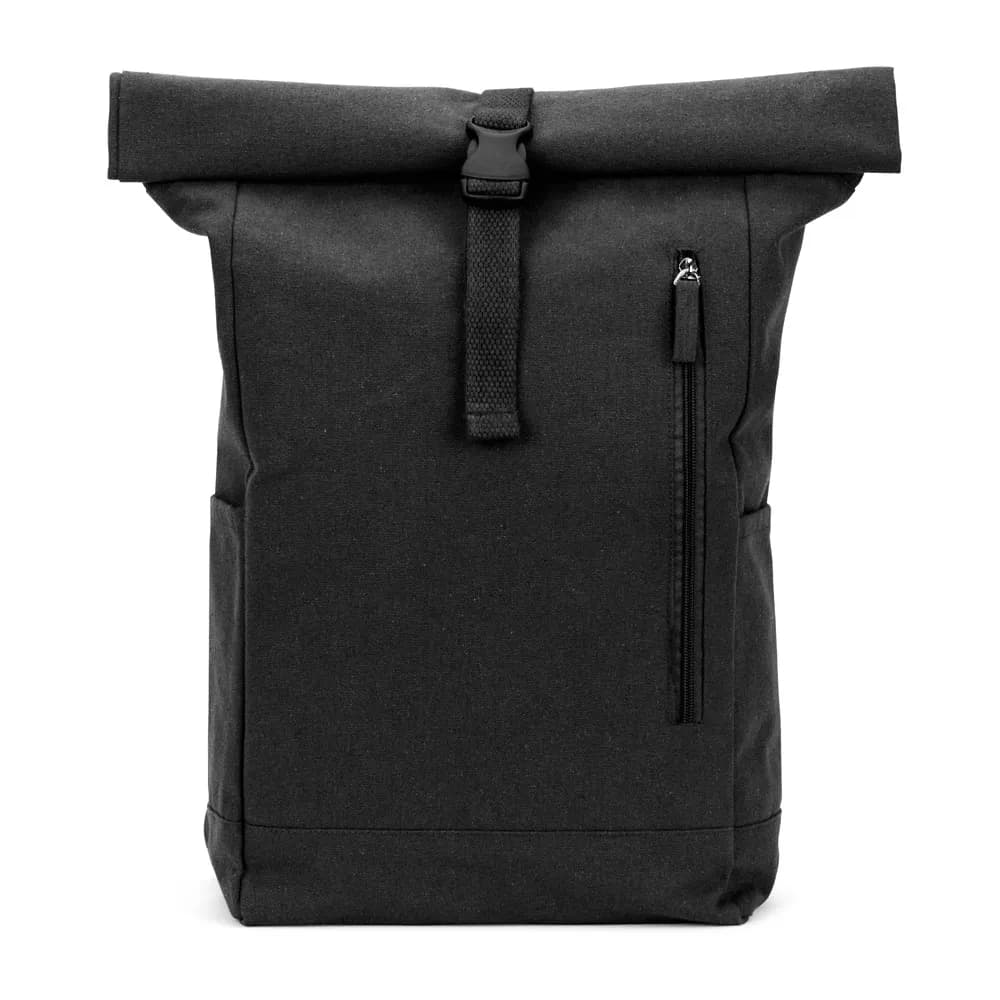 Roll-Top-Rucksack aus recyceltem Baumwolle und recyceltem Polyester (380 g/m²) - SAINT - Schwarz