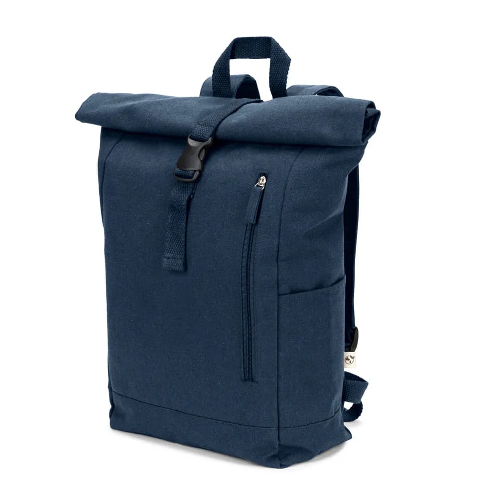 Roll-Top-Rucksack aus recyceltem Baumwolle und recyceltem Polyester (380 g/m²) - SAINT - Blau