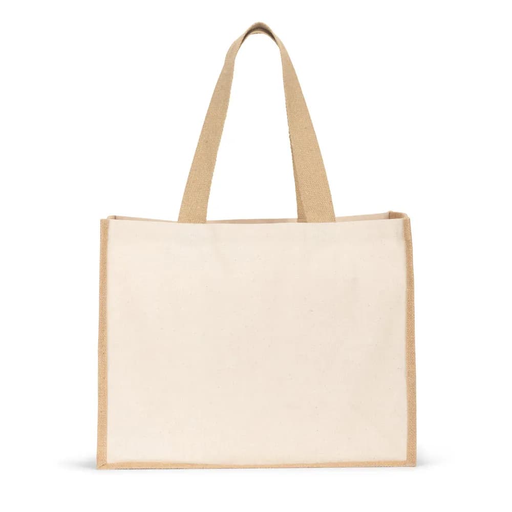 Tasche aus Canvas (320 g/m²), mit Boden und Seiten aus laminierter Jute (350 g/m²) in Naturtönen - HELSINQUE - Natur