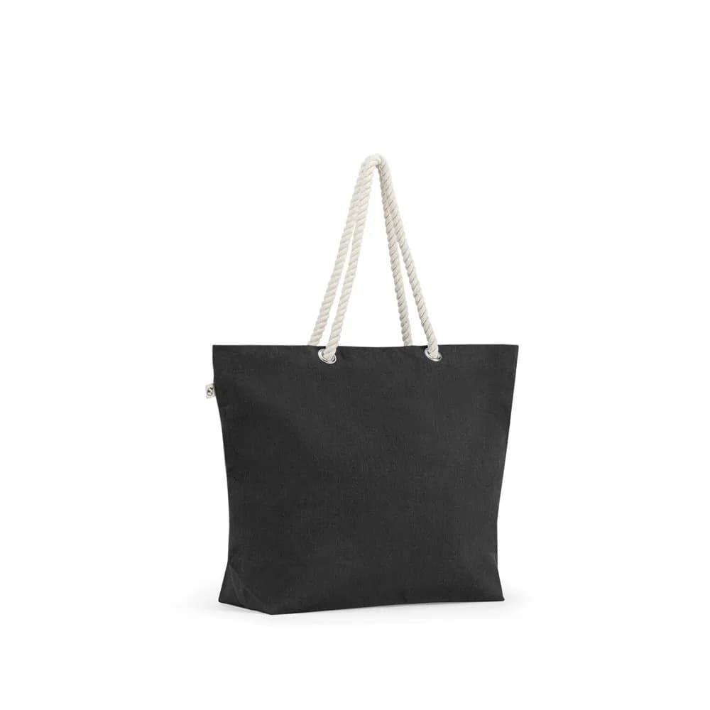 Strandtasche aus recycelter Baumwolle (70 %) und recyceltem Polyester (30 %) (220 g/m²) - ATHENS - Schwarz