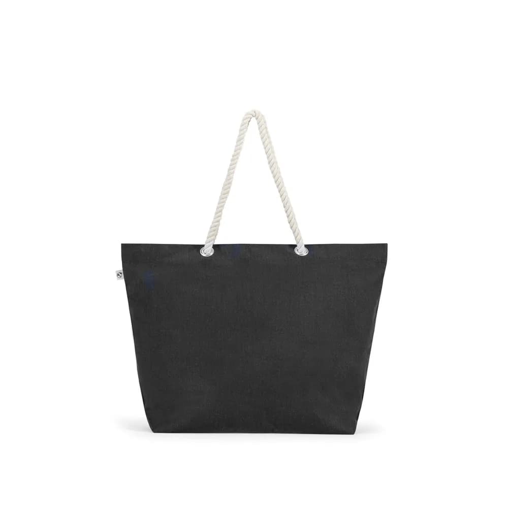 Strandtasche aus recycelter Baumwolle (70 %) und recyceltem Polyester (30 %) (220 g/m²) - ATHENS - Schwarz