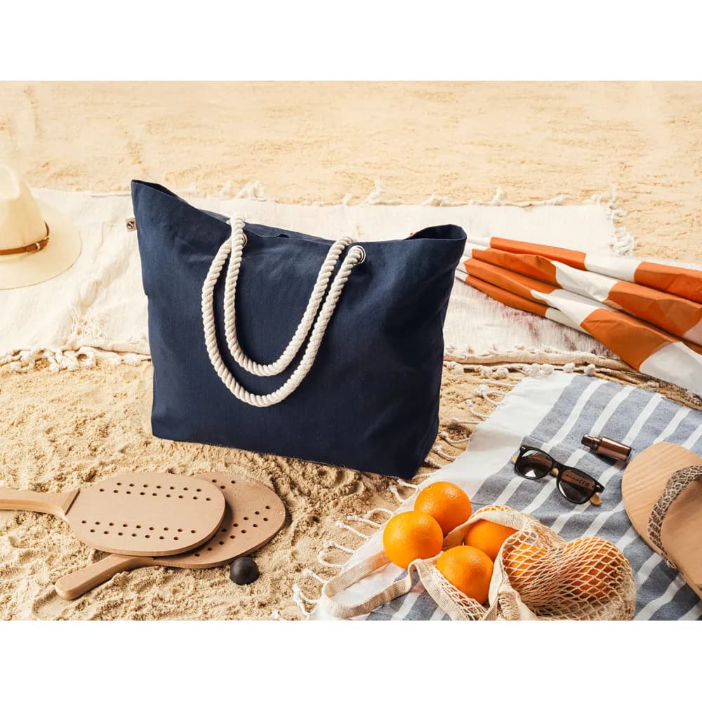 Strandtasche aus recycelter Baumwolle (70 %) und recyceltem Polyester (30 %) (220 g/m²) - ATHENS - Schwarz