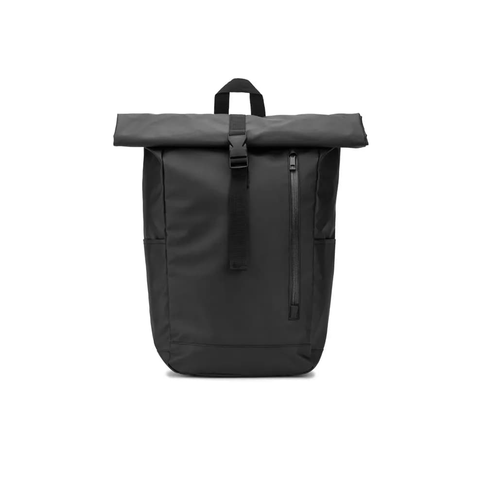 Rolltop-Rucksack mit Reissverschlusssystem, bei dem das Oberteil aufgerollt werden kann, um es an das Volumen des Rucksacks anzupassen. Hergestellt aus recyceltem 600D-Polyester - OSASCO BPACK - Schwarz