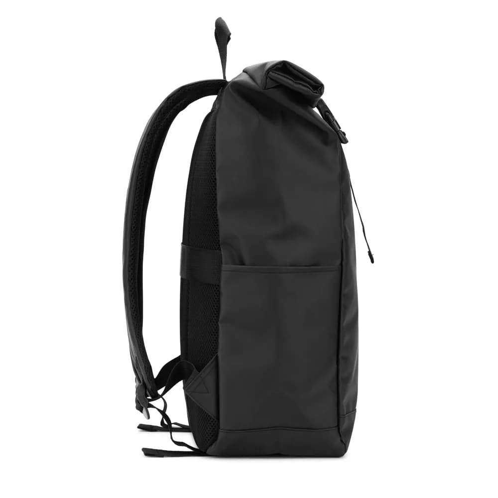 Rolltop-Rucksack mit Reissverschlusssystem, bei dem das Oberteil aufgerollt werden kann, um es an das Volumen des Rucksacks anzupassen. Hergestellt aus recyceltem 600D-Polyester - OSASCO BPACK - Schwarz