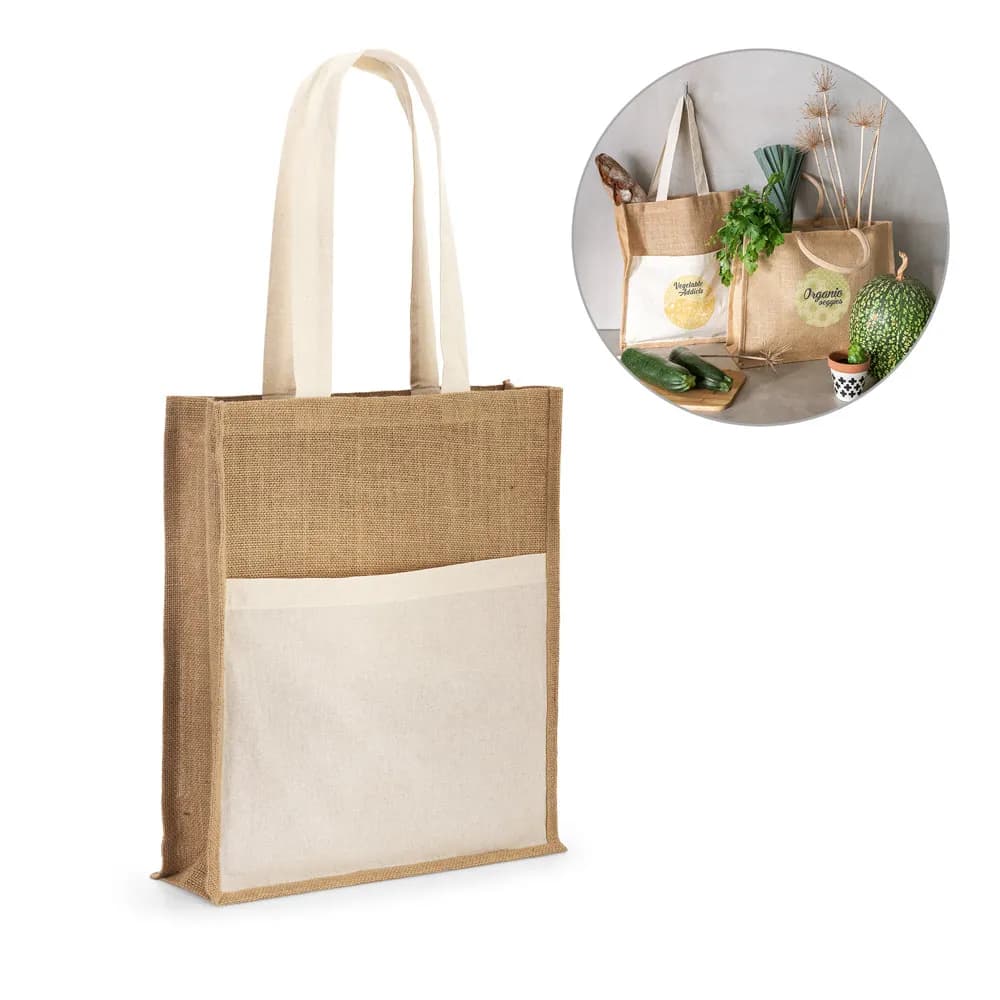 Jutetasche (240 g/m²) und Tasche aus 100% Baumwolle (140 gm²) - BRAGA - Natur