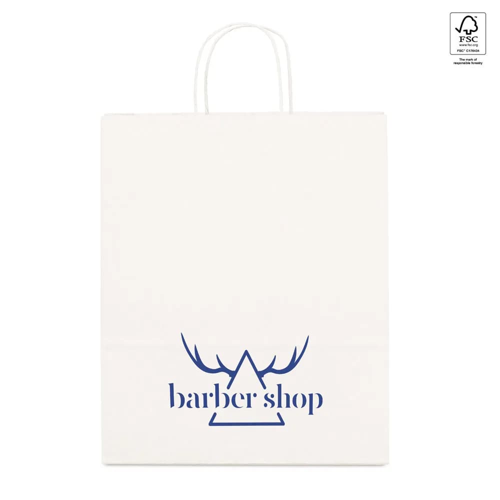 Tragetasche aus Kraftpapier (100 g/m²) - GRANT - Weiß