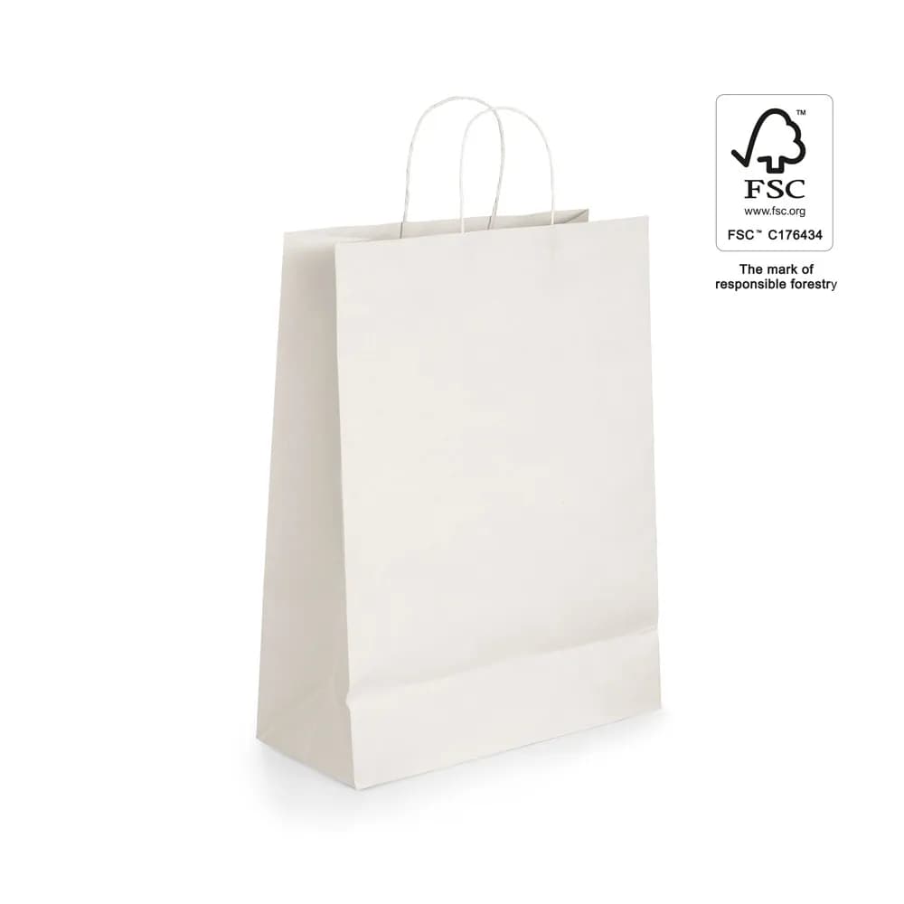 Tragetasche aus Kraftpapier (100 g/m²) - GRANT - Weiß