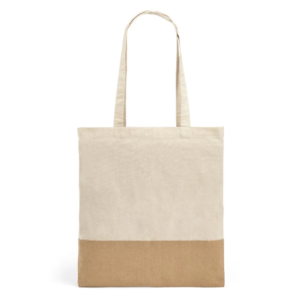 Tasche aus 100% Baumwolle (160 g/m²) mit Details aus Jute-Imitat - MERCAT - Natur