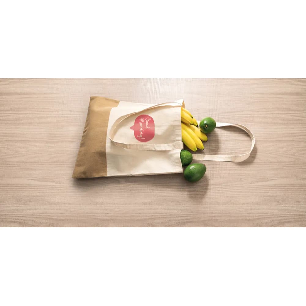 Tasche aus 100% Baumwolle (160 g/m²) mit Details aus Jute-Imitat - MERCAT - Natur