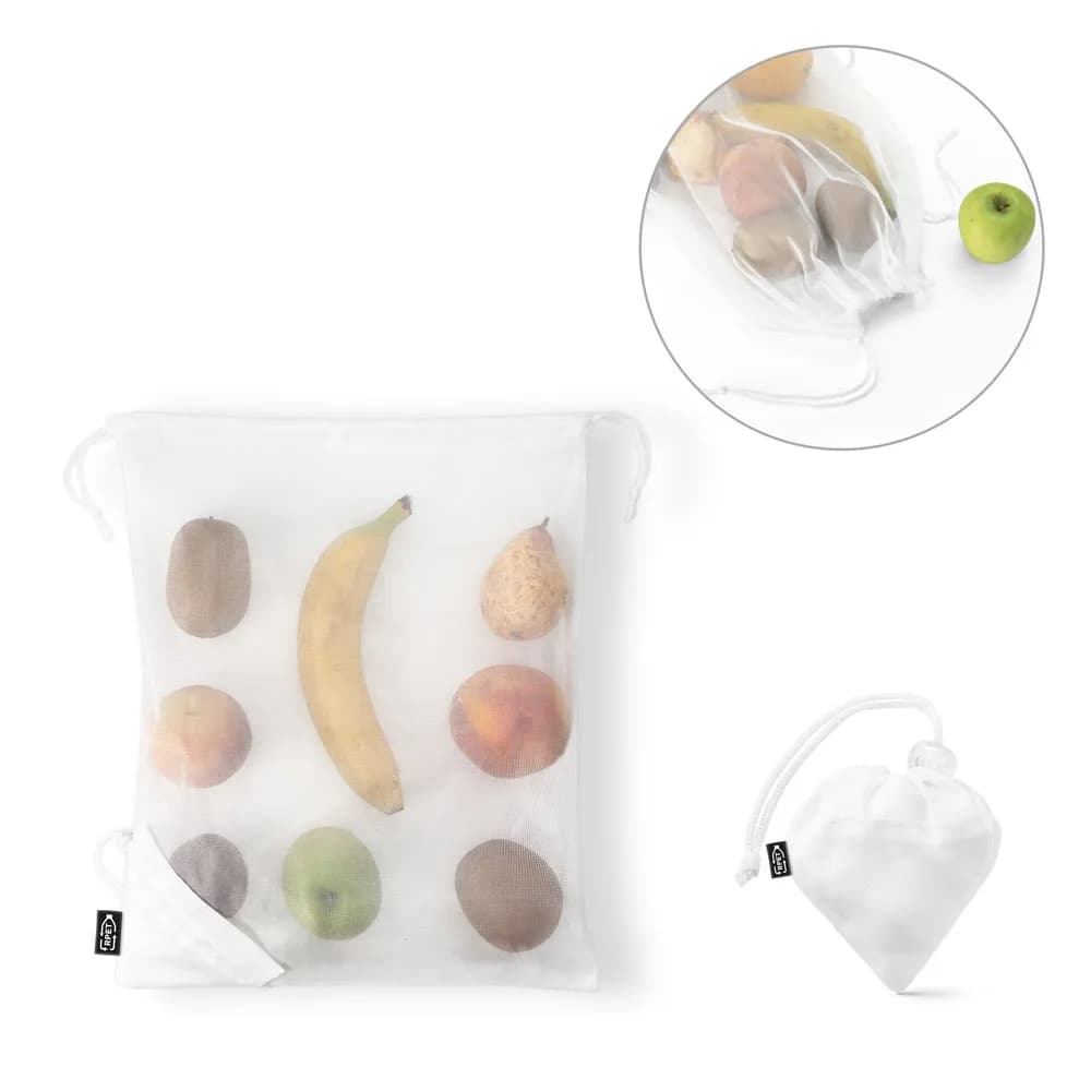 Faltbare Tasche aus Mesh und 190T Polyester aus recyceltem (100% rPET) - BOLZANO - Weiß