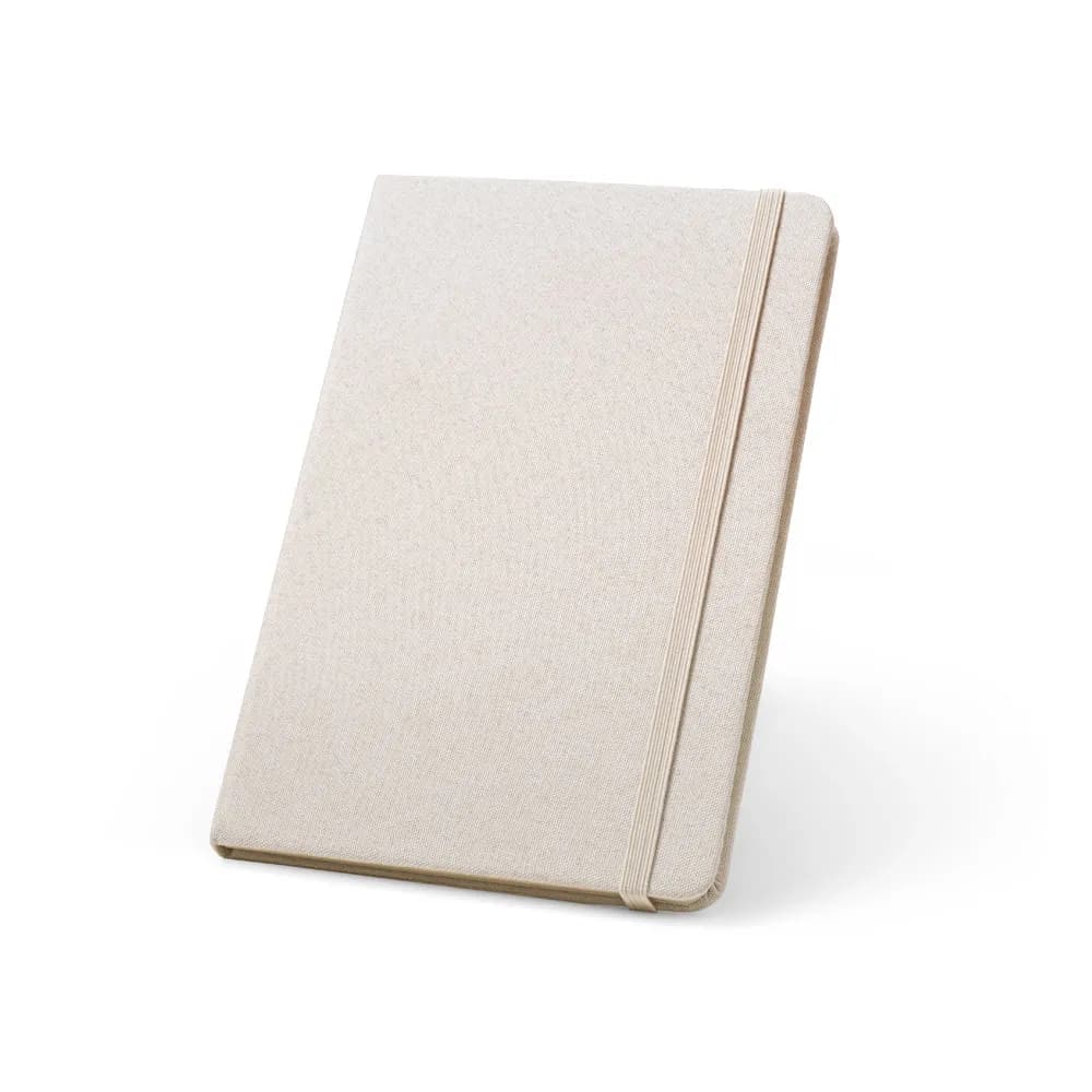 A5 Notizbuch aus recyceltem Polyester (100% rPET) mit linierten Blättern - BOYD - Beige