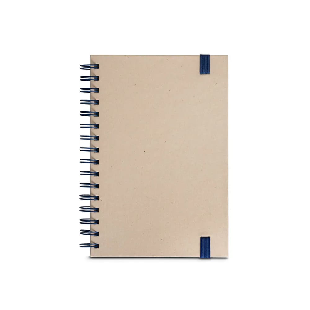 A5 Notizbuch mit Ringen, fester Einband, aus Zuckerrohrpapier (80% zuckerrohr) mit unbedruckte Seiten - PROUST - Blau