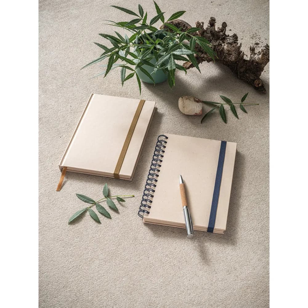 A5 Notizbuch mit Ringen, fester Einband, aus Zuckerrohrpapier (80% zuckerrohr) mit unbedruckte Seiten - PROUST - Blau