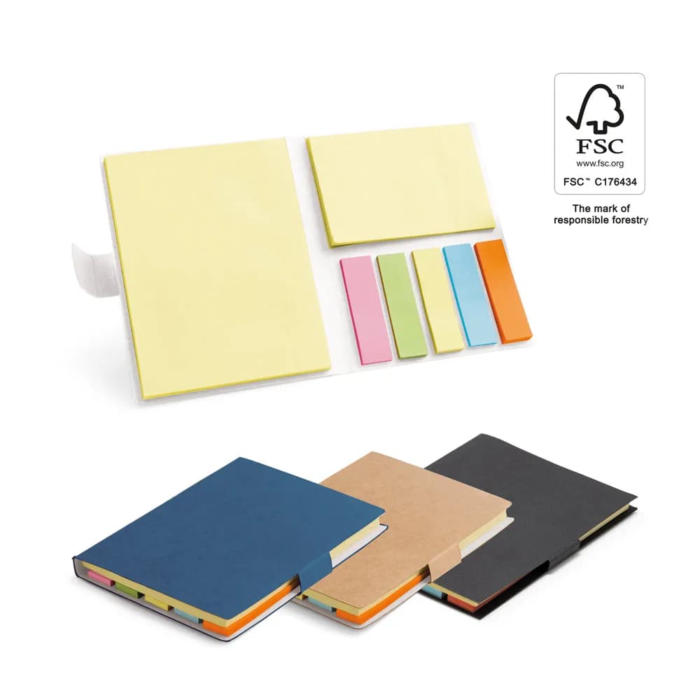 Haftnotizblock mit 7 farbigen Sätzen - LEWIS - Schwarz