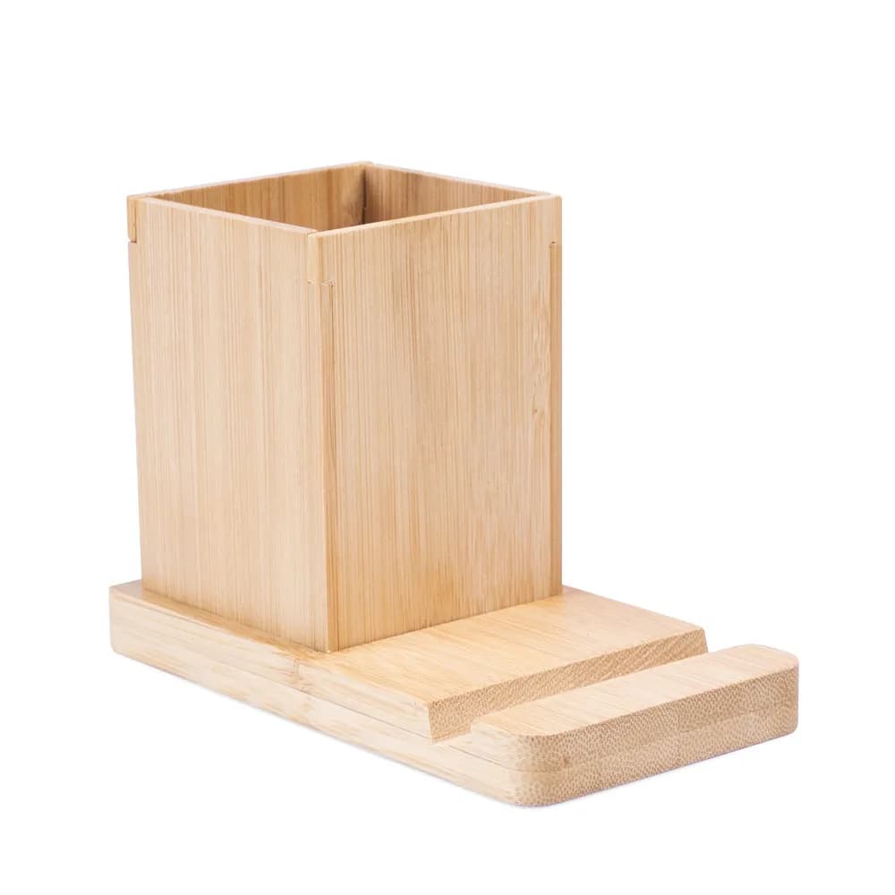 Schreibtischset mit Handyhalter und Becher - ERWIN - Natur