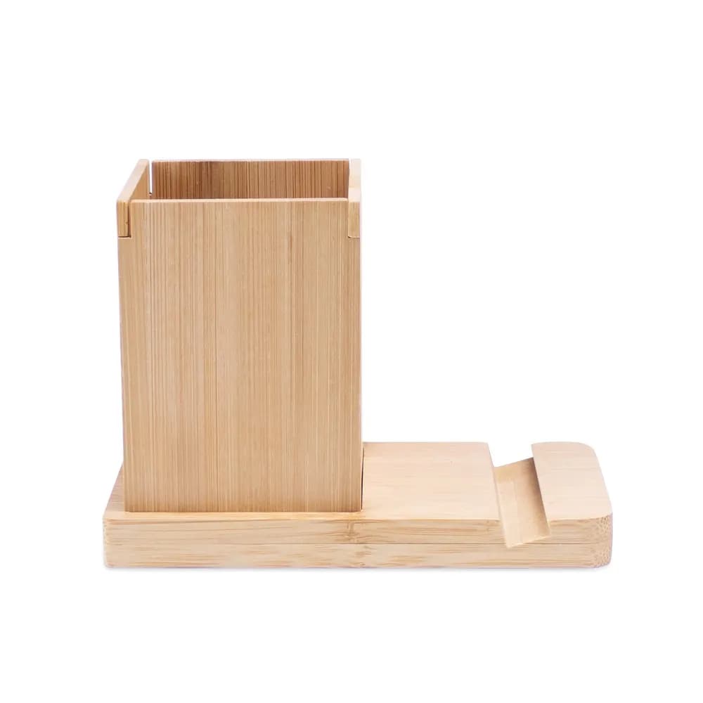 Schreibtischset mit Handyhalter und Becher - ERWIN - Natur