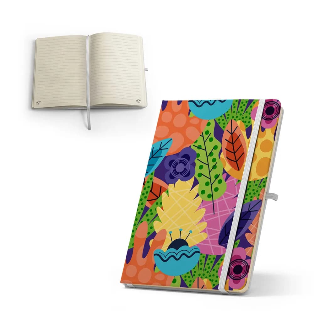 A5 Notizbuch aus recyceltem 300D-Polyester (100% rPET), ideal für die Sublimationspersonalisierung - ANNE SUB - Weiß