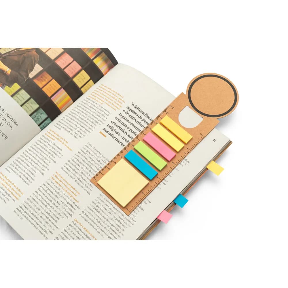 Büroset 3-in-1- aus 100 % Recyclingpapier mit runder Oberseite und schwarzem Aufdruck rundum - SAWYER - Natur