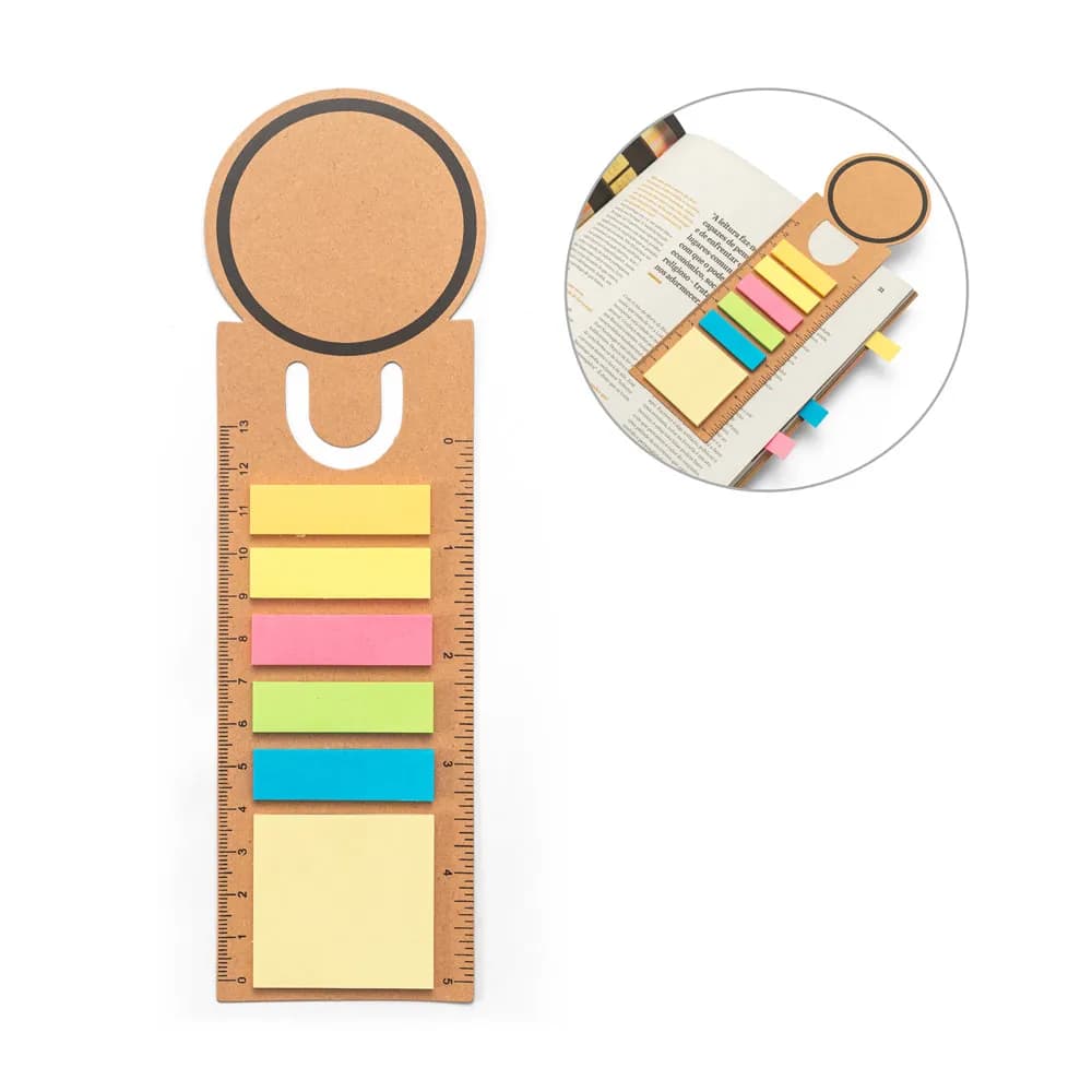 Büroset 3-in-1- aus 100 % Recyclingpapier mit runder Oberseite und schwarzem Aufdruck rundum - SAWYER - Natur