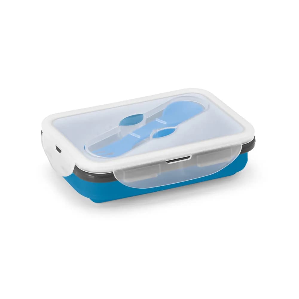 Lunchbox. Faltbare hermetische Frischhaltebox aus Silikon und PP 640 mL - SAFFRON - Blau