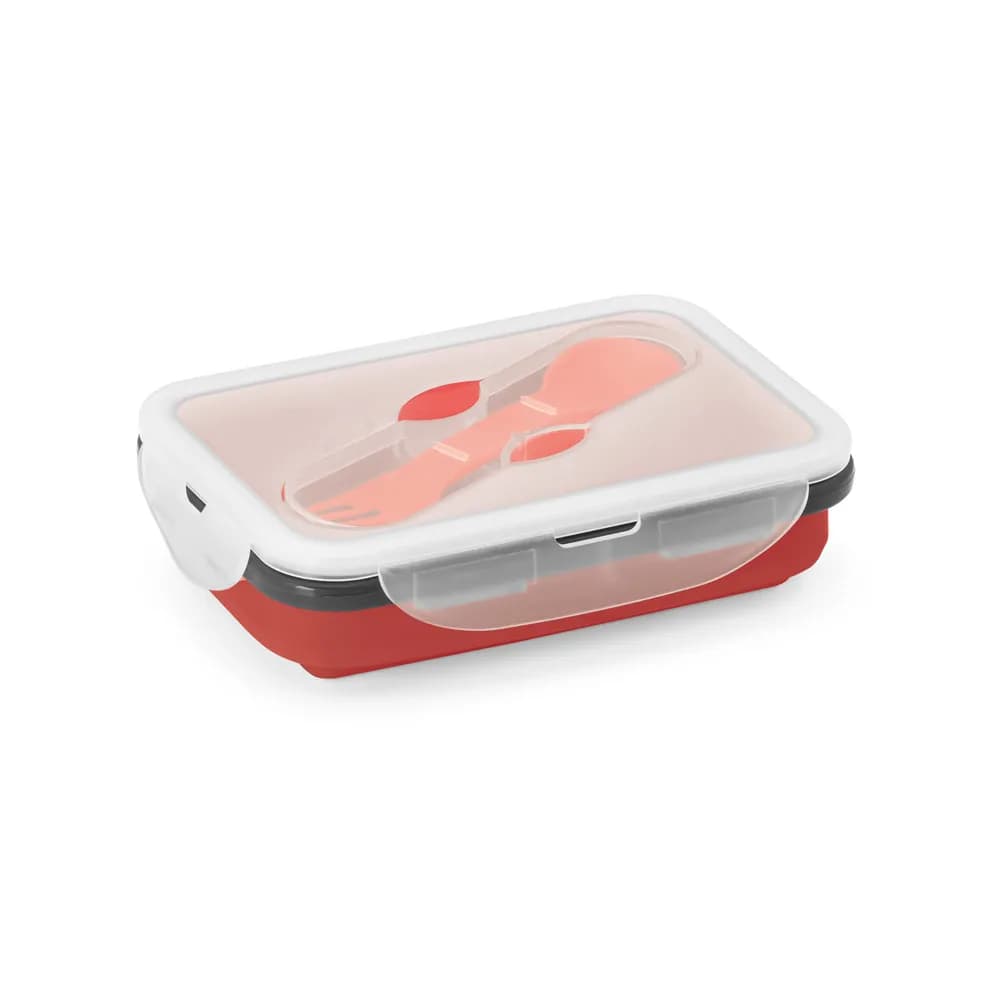 Lunchbox. Faltbare hermetische Frischhaltebox aus Silikon und PP 640 mL - SAFFRON - Rot