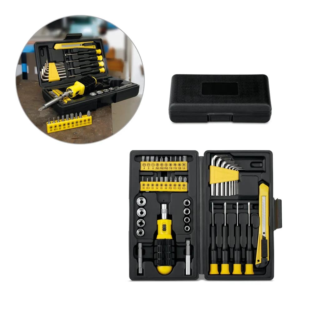 Werkzeugset besteht aus 45 Teilen - TUFF - Schwarz