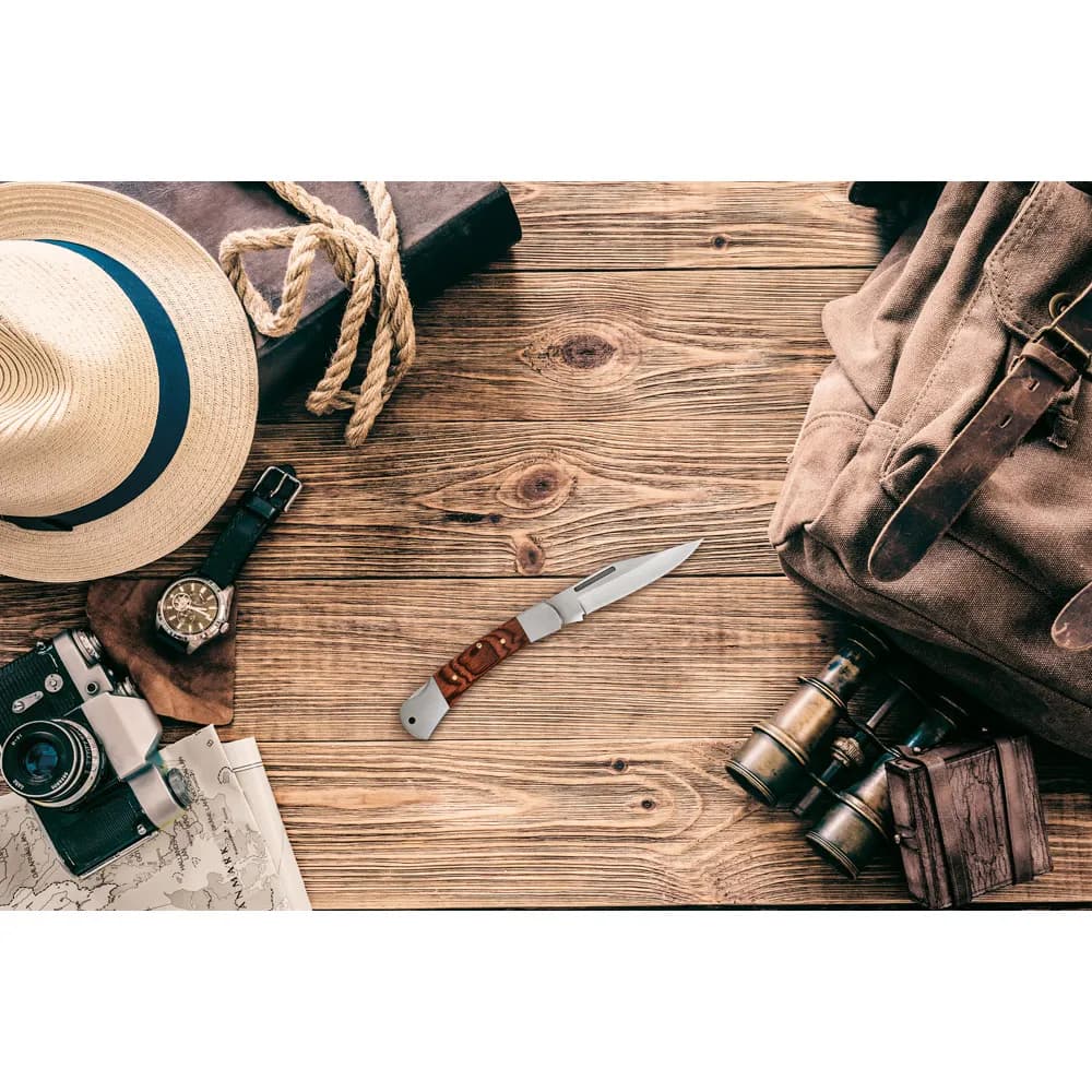 Taschenmesser aus Edelstahl und Holz - FALCON II - Natur - dunkel