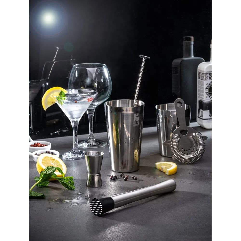 Cocktail-Set aus Edelstahl bestehend aus 6 Teilen - BRAMBLE - Silber