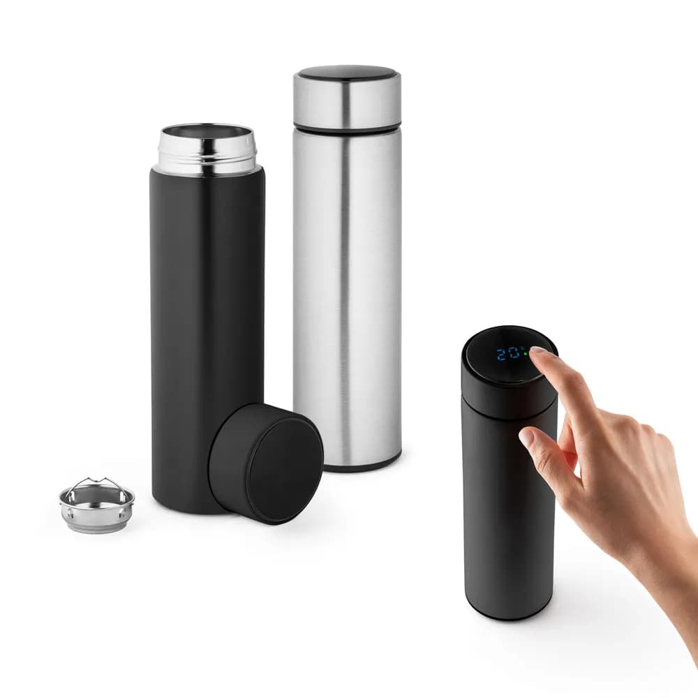 Edelstahl Thermoskanne 470 ml - ROSSI - Schwarz