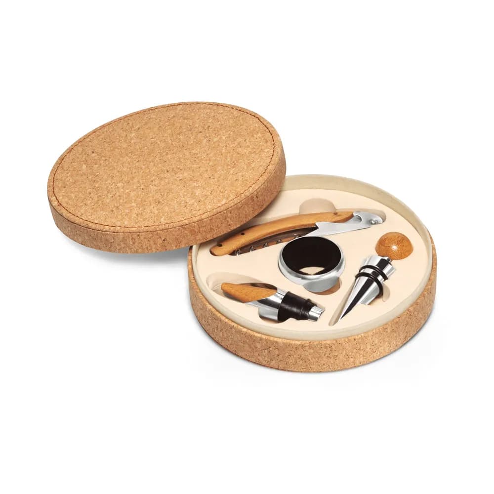 4-teiliges Weinset aus Bambus, Edelstahl und ABS - MORETO - Natur