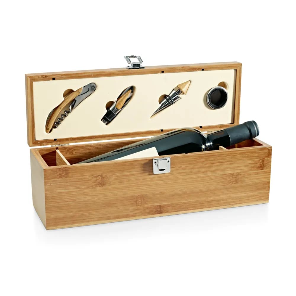 Weinkasten aus Bambus, ABS und Edelstahl - SYRAH - Natur