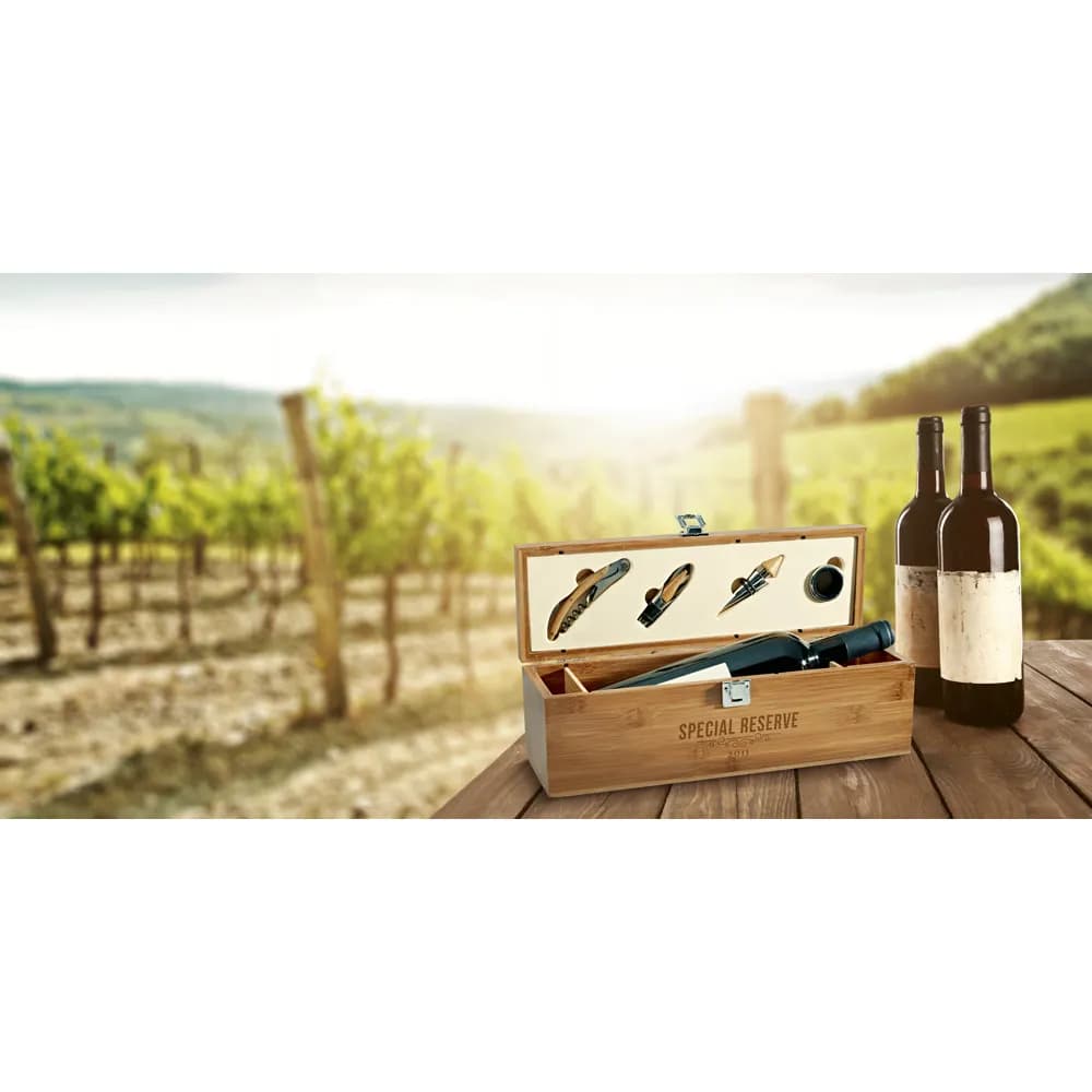 Weinkasten aus Bambus, ABS und Edelstahl - SYRAH - Natur