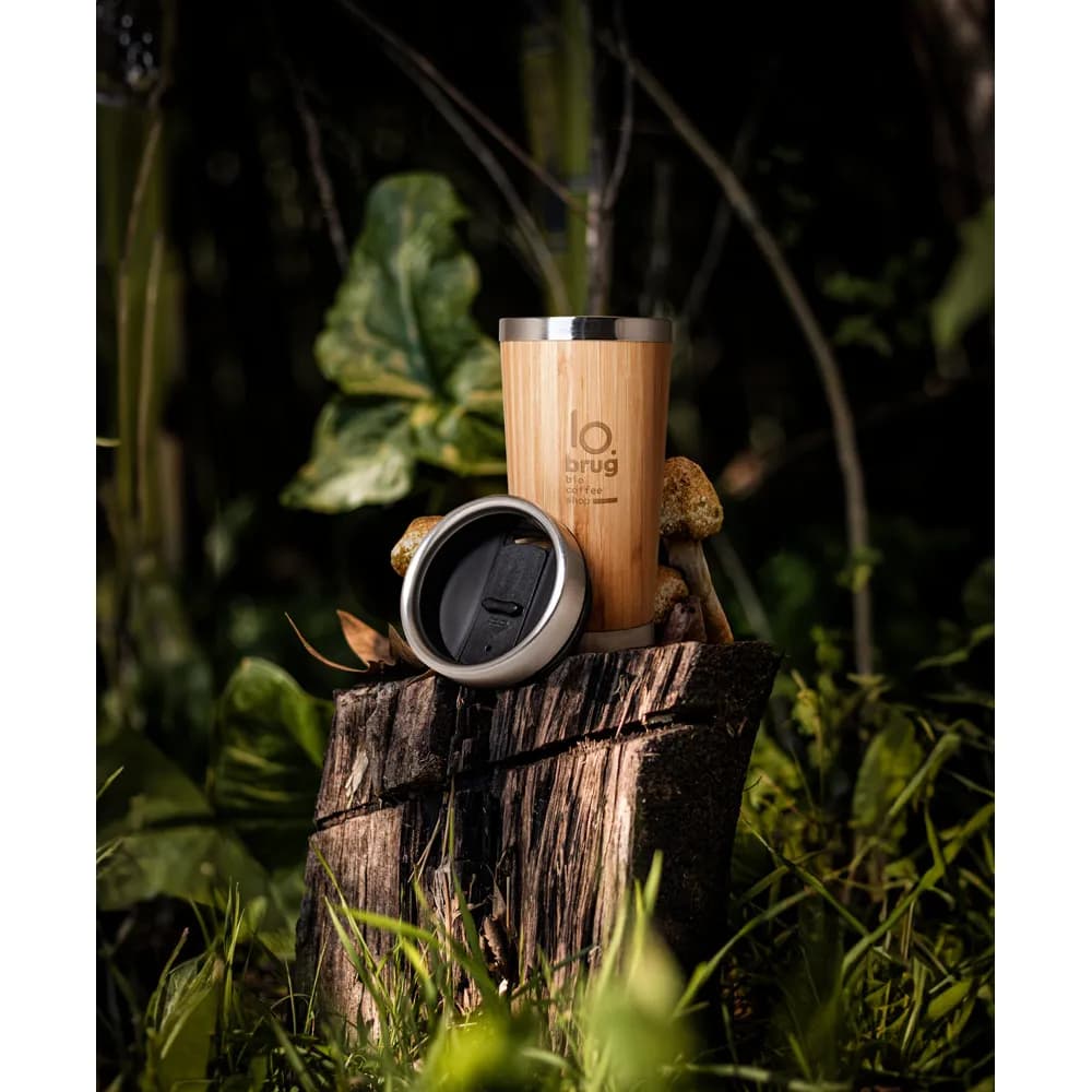 Reisebecher aus Bambus und Edelstahl 500 ml - PIETRO - Natur