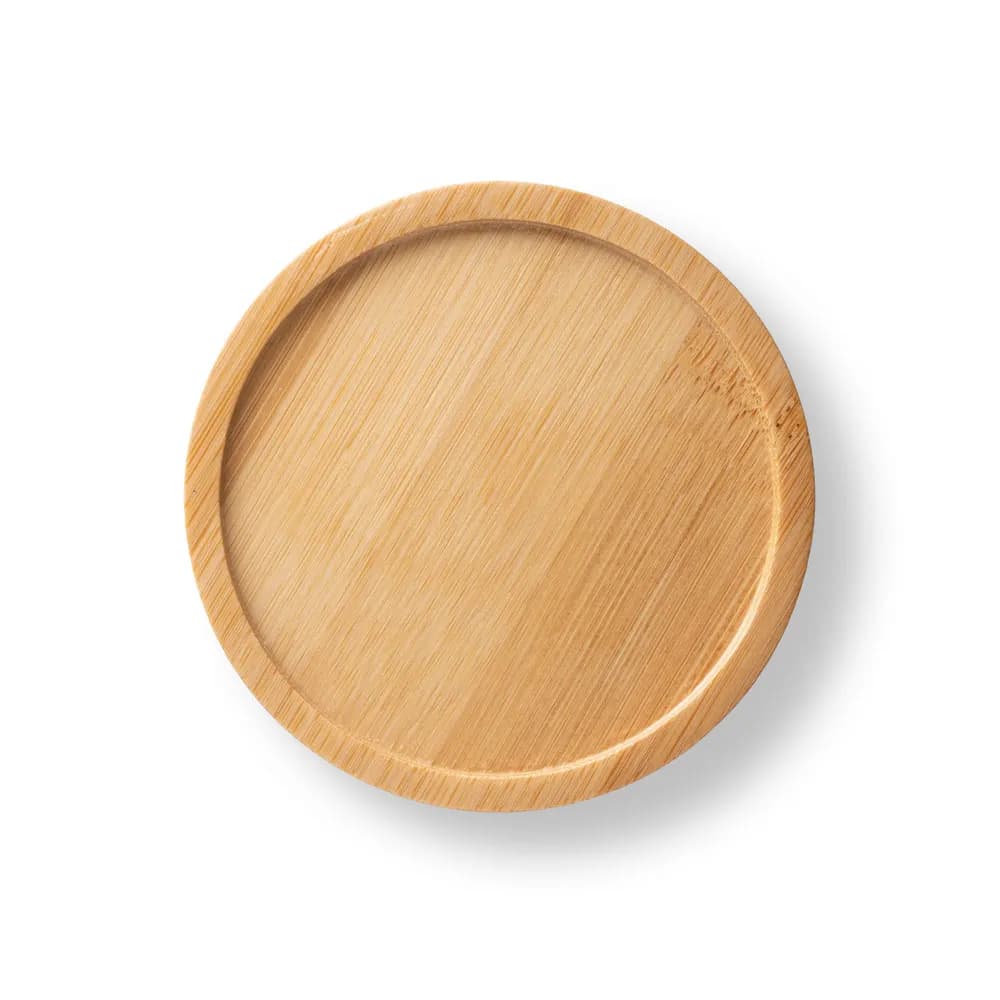 Tasse aus Keramik 220ml mit Deckel aus Bambus, der als Untersetzer dient - FANGIO - Schwarz