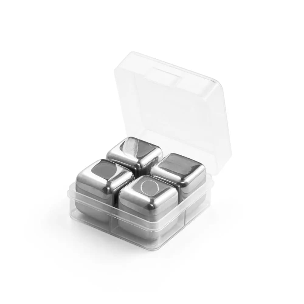 Set mit wiederverwendbaren Würfeln aus rostfreiem Stahl - GLACIER - Silber